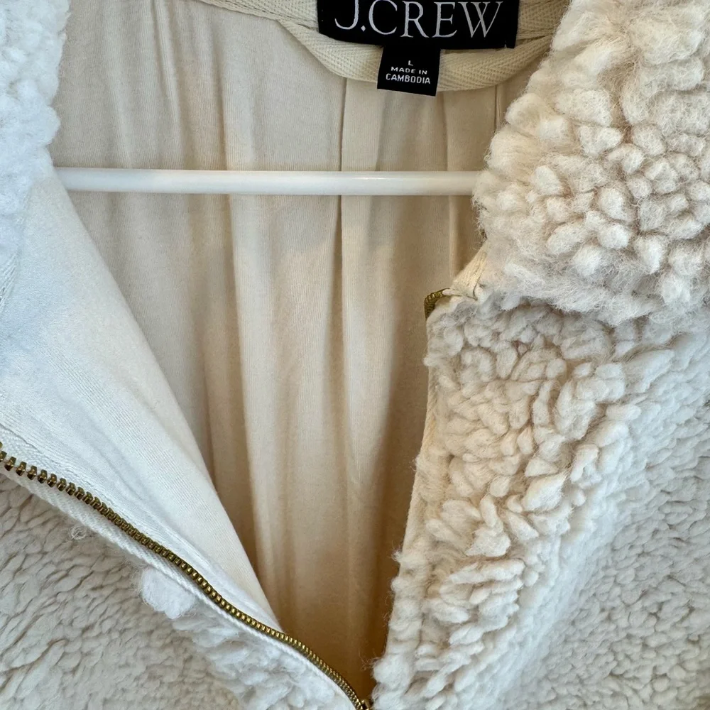 J. Crew Cream Teddy Pullover Jacket - Picture 4 of 7